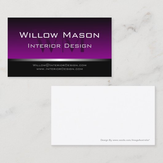 Paars en zwart Stripe Professional Visitekaartje (Voorkant / Achterkant)