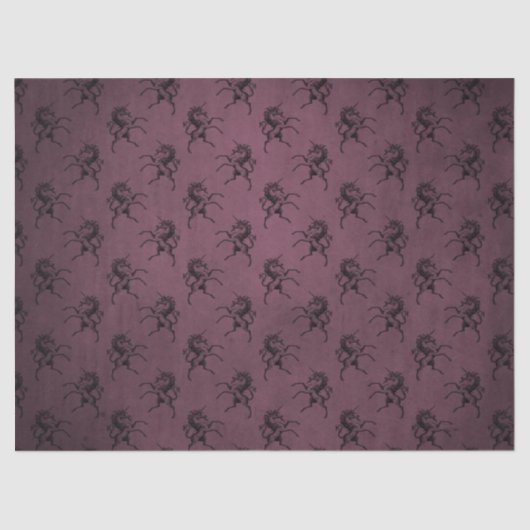 Paars en zwart Unicorn-papier Tissuepapier (Voorkant)