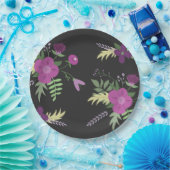 Paars en zwart ventilatorontwerp papieren bordje (Feest)