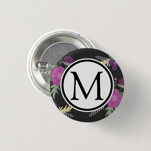 Paars en zwart ventilatorontwerp ronde button 3,2 cm (Voorkant /achterkant)