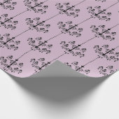 Paars en zwart vintage kroonluchterpatroon cadeaupapier (Hoek)