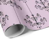 Paars en zwart vintage kroonluchterpatroon cadeaupapier (Rol Hoek)