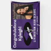 Paars en zwart vinylAfstuderen Foto Spandoek (Verticaal)