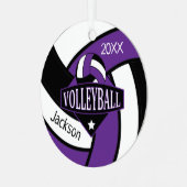 Paars en zwart 🏐 Volleyball Metal Ornament (Voorkant links)