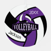 Paars en zwart 🏐 Volleyball Metal Ornament (Achterkant)