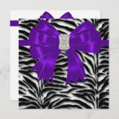 Paars en zwart zebra-feest voor elke gelegenheid kaart (Voorkant / Achterkant)