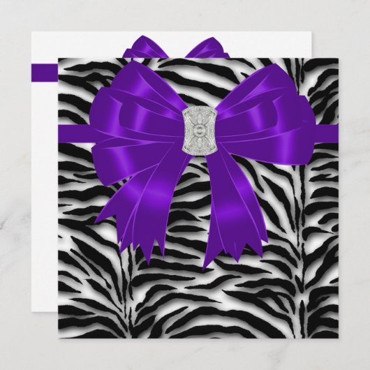 Paars en zwart zebra-feest voor elke gelegenheid kaart (Voorkant / Achterkant)