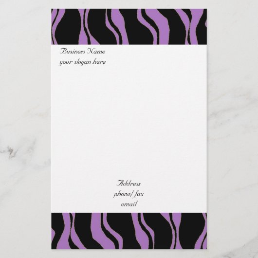 Paars en zwart zebra patroon briefpapier (Voorkant)