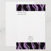 Paars en zwart zebra patroon briefpapier (Voorkant / Achterkant)