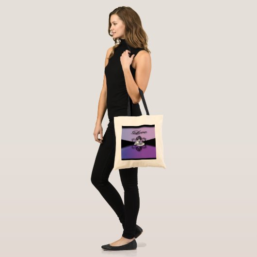 paars en zwarte bruiloft tote bag (Voorkant (model))