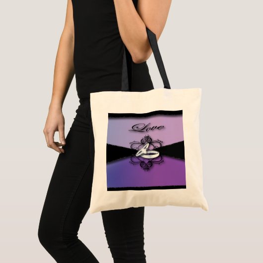 paars en zwarte bruiloft tote bag (Voorkant (product))