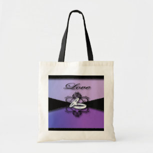 paars en zwarte bruiloft tote bag