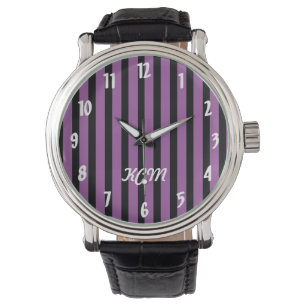 Paars en zwarte strepen horloge