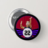 Paars- en zwarte volleybalfoto en Jersey nummer Ronde Button 5,7 Cm (Voorkant /achterkant)