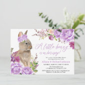 Paars esester bunny koppels baby shower kaart (Staand voorkant)