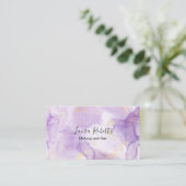 Paars esthetisch marmer Glitter Visitekaartje (Staand voorkant)