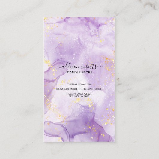 Paars esthetisch Visitekaartje voor kaarszorg (Achterkant)