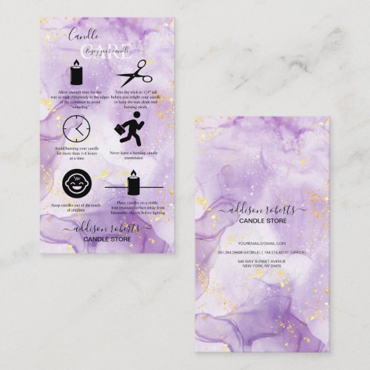 Paars esthetisch Visitekaartje voor kaarszorg (Voorkant / Achterkant)