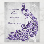 Paars etiket van pacock-lef-wijn-weddenschap (Enkel label)