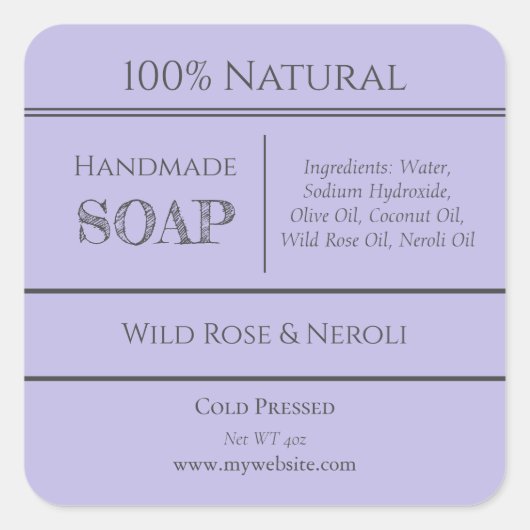 Paars | Etiketten van zeepingrediënten (Voorkant)