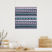 Paars etnisch patroon poster (Keuken)