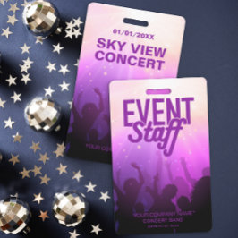 Paars evenementenpersoneelbadge voor concert of fe badge