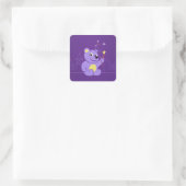 Paars Fairy Cartoon Teddy Bear Vierkante Sticker (Tas)
