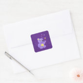 Paars Fairy Cartoon Teddy Bear Vierkante Sticker (Envelop)