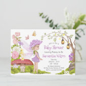 Paars Fairy Floral Fairy Tale Baby shower Kaart (Staand voorkant)