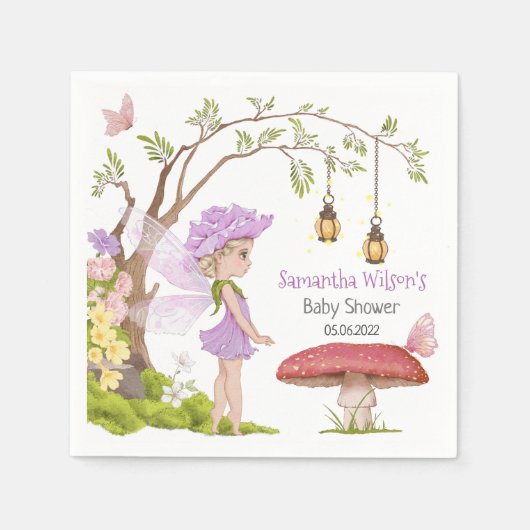 Paars Fairy Floral Fairy Tale Baby shower Servet (Voorkant)