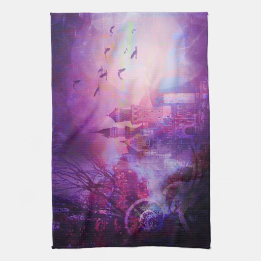  Paars Fairy Tale Fantasy Castle Theedoek (Verticaal)
