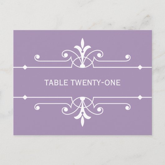 Paars Fancy Ornamental Table Number Briefkaart (Voorkant)