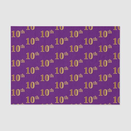 Paars, Faux Gold 10e (tiende) Event Tissue Paper Tissuepapier (Voorkant)
