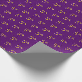 Paars, Faux Gold 5th (vijfde) Event Wrapping Paper Cadeaupapier