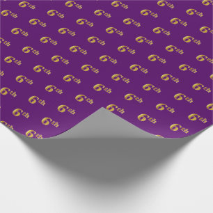 Paars, Faux Gold 6th (Zesde) Event Wrapping Paper Cadeaupapier