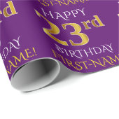Paars Faux Gold "HAPPY 23rd BIRTHDAY" Cadeaupapier (Rol Hoek)