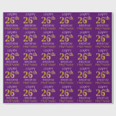 Paars Faux Gold "HAPPY 26th BIRTHDAY" Cadeaupapier (Vlak)