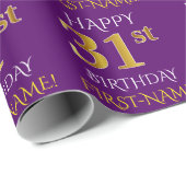 Paars Faux Gold "HAPPY 31st BIRTHDAY" Cadeaupapier (Rol Hoek)