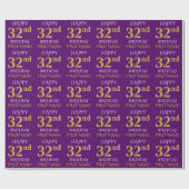 Paars Faux Gold "HAPPY 32nd BIRTHDAY" Cadeaupapier (Vlak)