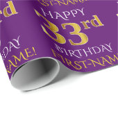 Paars Faux Gold "HAPPY 33rd BIRTHDAY" Cadeaupapier (Rol Hoek)