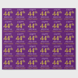 Paars Faux Gold "HAPPY 44th BIRTHDAY" Cadeaupapier