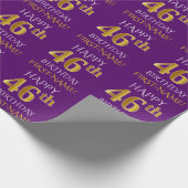 Paars Faux Gold "HAPPY 46th BIRTHDAY" Cadeaupapier (Hoek)