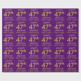 Paars Faux Gold "HAPPY 47th BIRTHDAY" Cadeaupapier