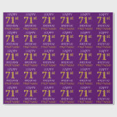 Paars Faux Gold "HAPPY 71st BIRTHDAY" Cadeaupapier (Vlak)