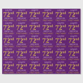 Paars Faux Gold "HAPPY 72nd BIRTHDAY" Cadeaupapier