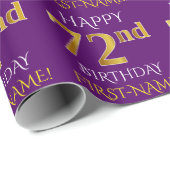 Paars Faux Gold "HAPPY 72nd BIRTHDAY" Cadeaupapier (Rol Hoek)