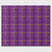 Paars Faux Gold "HAPPY 73rd BIRTHDAY" Cadeaupapier (Vlak)