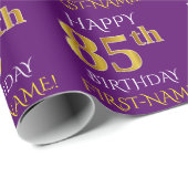 Paars Faux Gold "HAPPY 85th BIRTHDAY" Cadeaupapier (Rol Hoek)