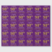 Paars Faux Gold "HAPPY 98th BIRTHDAY" Cadeaupapier (Vlak)