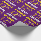 Paars, Faux/Imitation Gold, "12th BIRTHDAY" Cadeaupapier (Hoek)